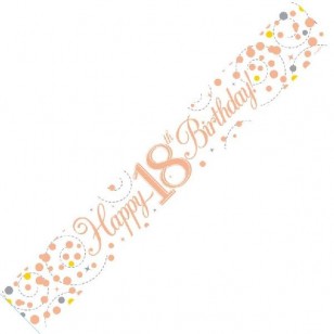 Sparkling Fizz 18th Rose Gold Holographic Birthday Banner